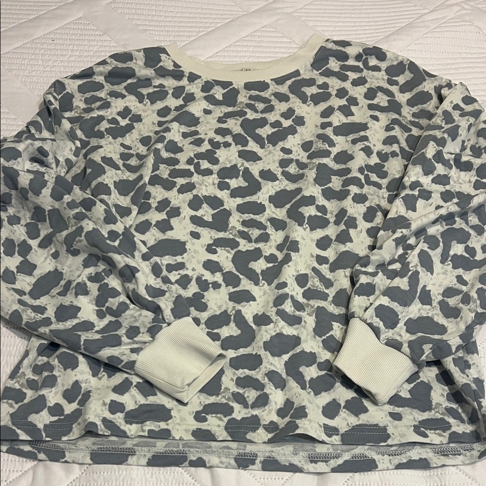 Z Supply Cream and Gray Printed Crewneck Sweater